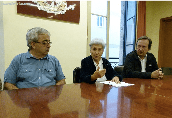 D'esquerra a dreta, Xavier Tolosana, Teresa Fortuny i Pedro García Bilbao