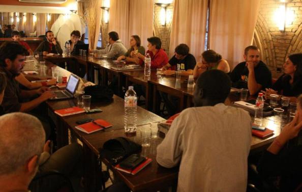 El Secretariado Nacional, en una reunión en el Casino de la Alianza del Poblenou, en septiembre